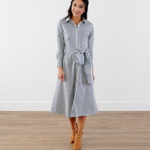 Striped Shirt Midi Dress